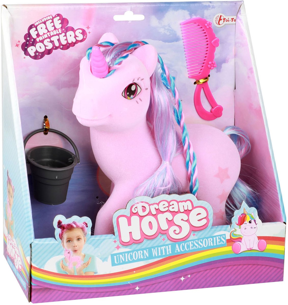 Toi-toys Einhornspielzeug samtig weich mit Zubehör und Putzspaß.