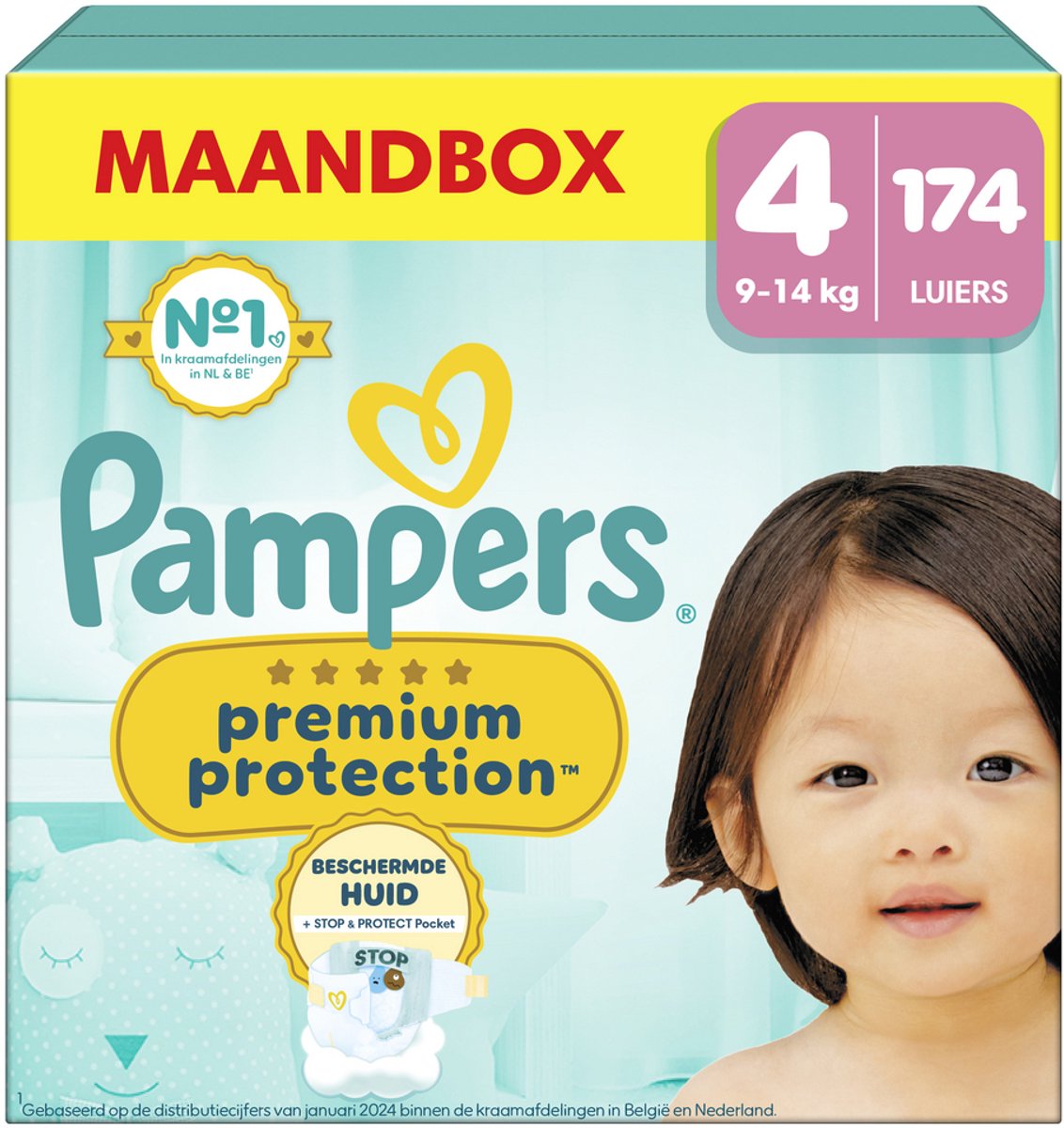 Pampers Premium Protection Größe 4, 174 Windeln, 9kg-14kg