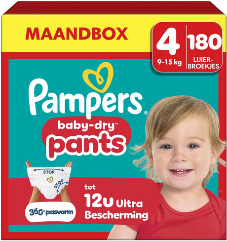 Pampers Baby-Dry Pants Windelhose Größe 4 – 180 Windelhose – 9kg-15kg – Monatsbox