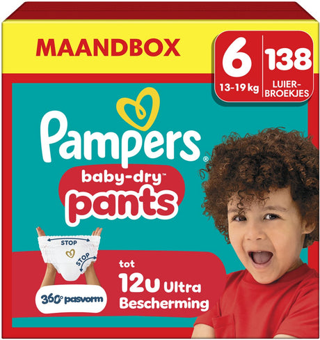 Pampers Baby-Dry Pants Größe 6, 138 Windelhosen, 14-19kg Monatsbox