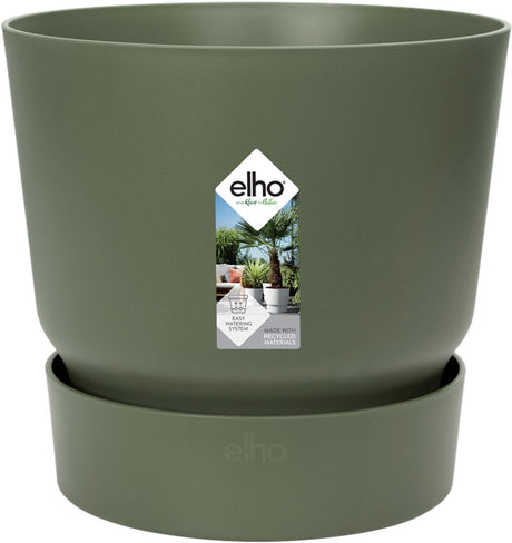 Elho greenville rond 20 - bloempot voor buiten met waterreservoir - 100% gerecycled plastic - ø 19.5 x h 18.4 cm - blad groen