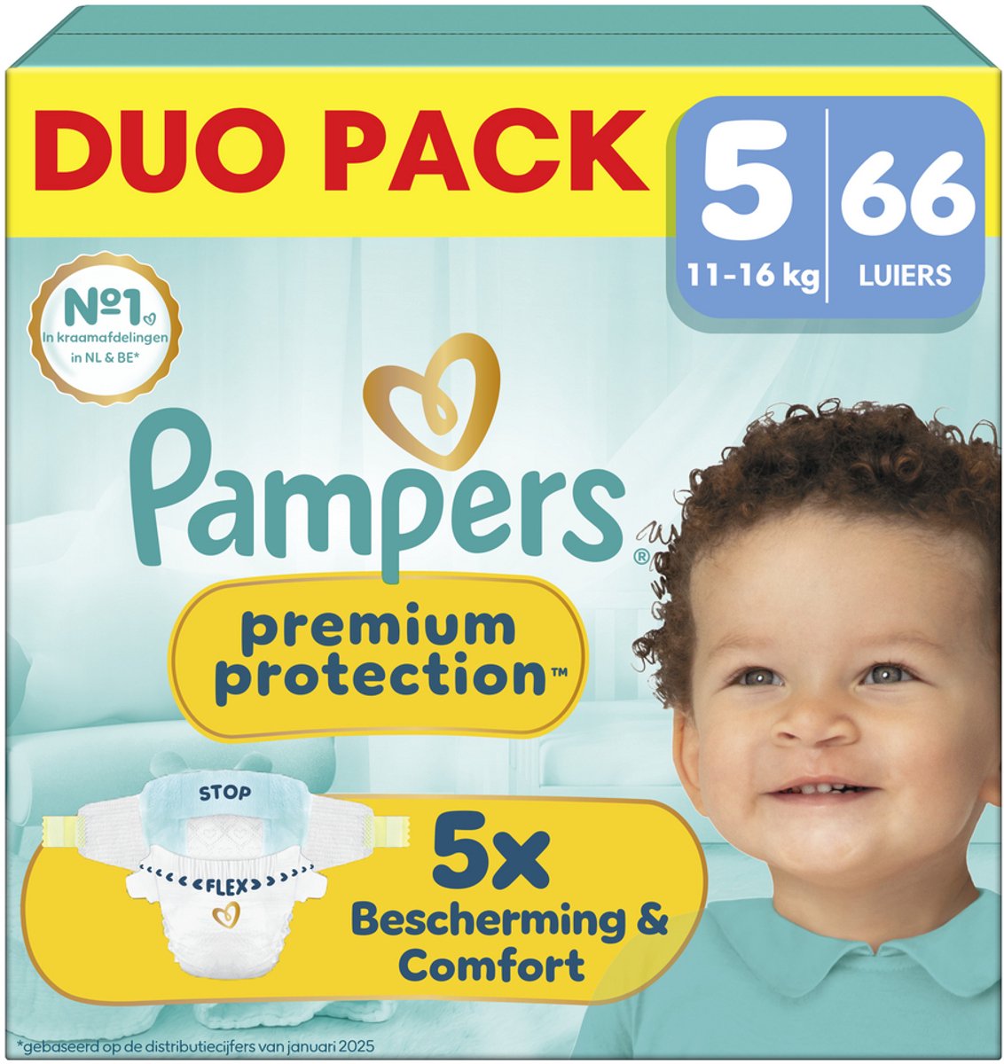 Pampers Premium Protection Größe 5 – 66 Windeln – 11 kg–16 kg