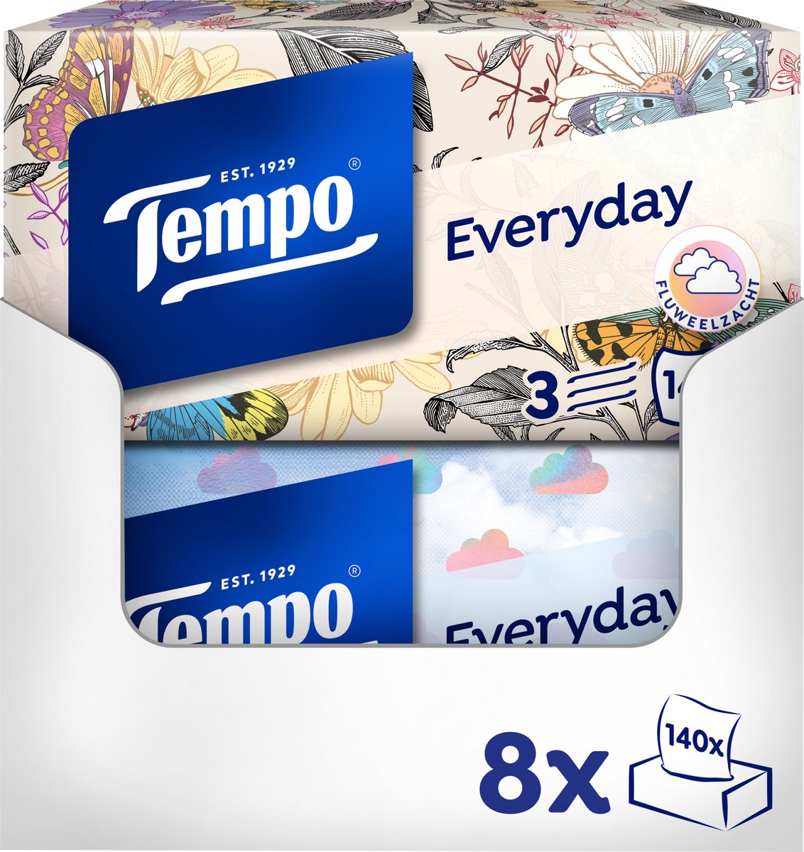 Tempo-Taschentücher - Alltag - XXL-Box - 8 x 140 Stück = 1120 Taschentücher