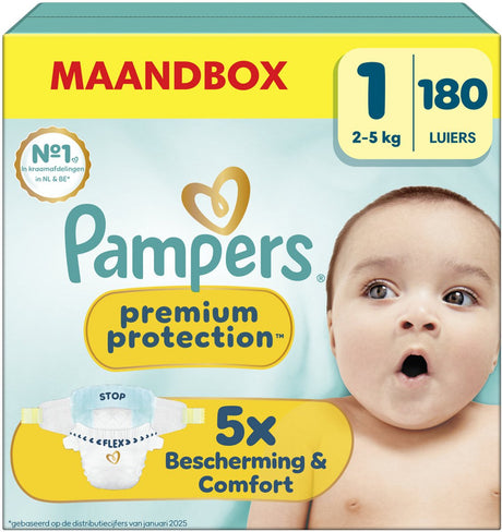 Pampers Premium Protection Größe 1, 180 Windeln, 2kg-5kg