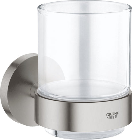 Grohe Startglas mit Halter - Supersteel (Edelstahloptik)
