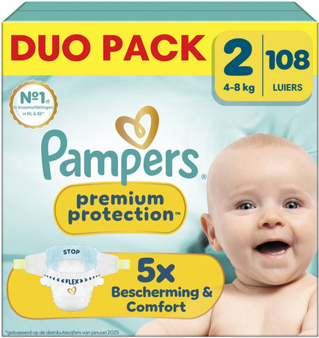 Pampers Premium Protection Größe 2 – 108 Windeln – 4 kg–8 kg