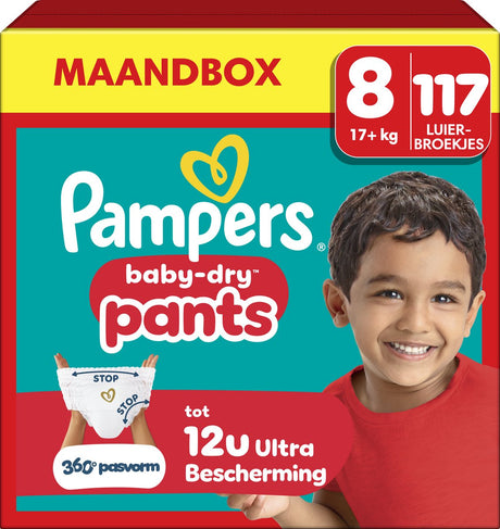 Pampers Baby-Dry Pants Größe 8 – 117 Windelhöschen – 17 kg+ – Monatsbox