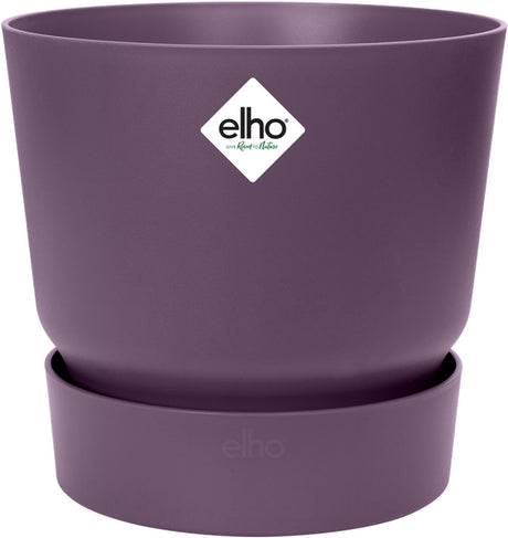 Elho greenville rond 25 - bloempot voor buiten met waterreservoir - 100% gerecycled plastic - ø 24.5 x h 23.3 cm - vintage pruim