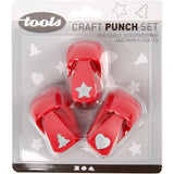 Creativ Company Stanzer Stern, Herz, Weihnachtsbaum, Größe 16 mm, rot, 1 Set
