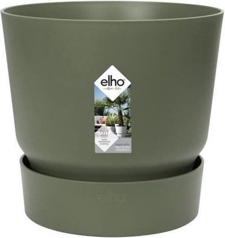 Elho greenville rond 47 - grote bloempot voor buiten met waterreservoir - 100% gerecycled plastic - ø 47 x h 44 cm - blad groen