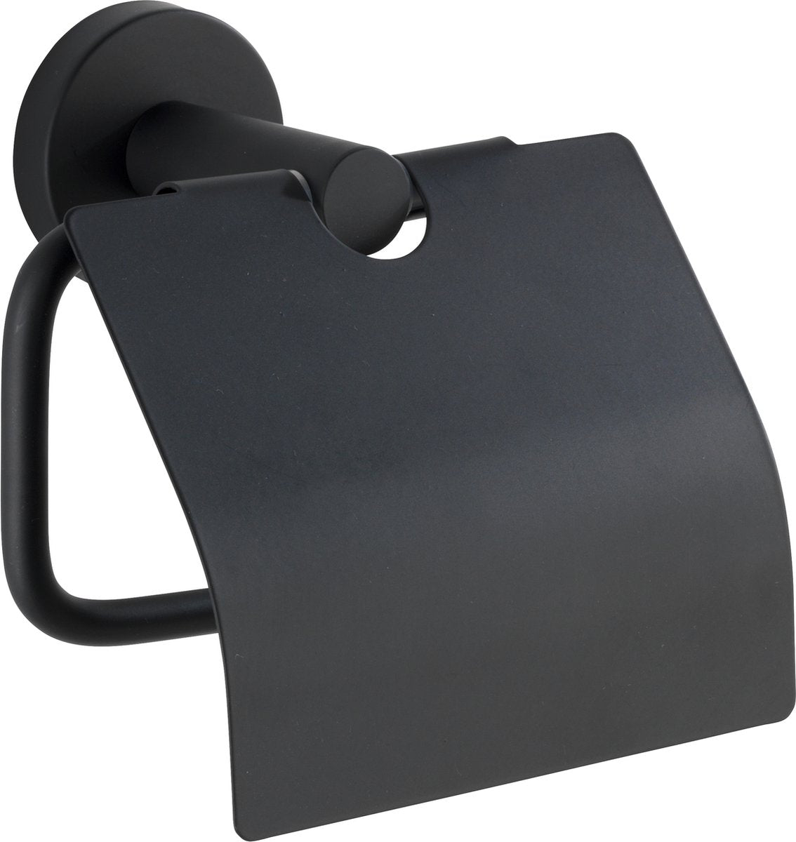 Wenko Toilettenpapierhalter mit Klappe Bosio Edelstahl schwarz matt - Toilettenpapierhalter