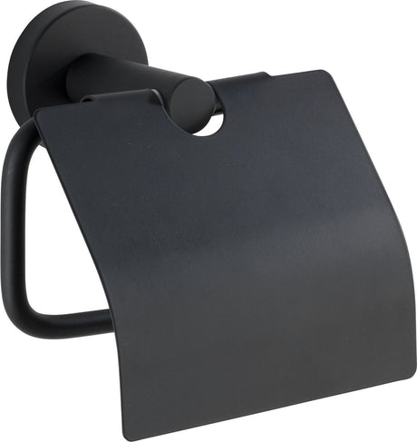 Wenko Toilettenpapierhalter mit Klappe Bosio Edelstahl schwarz matt - Toilettenpapierhalter