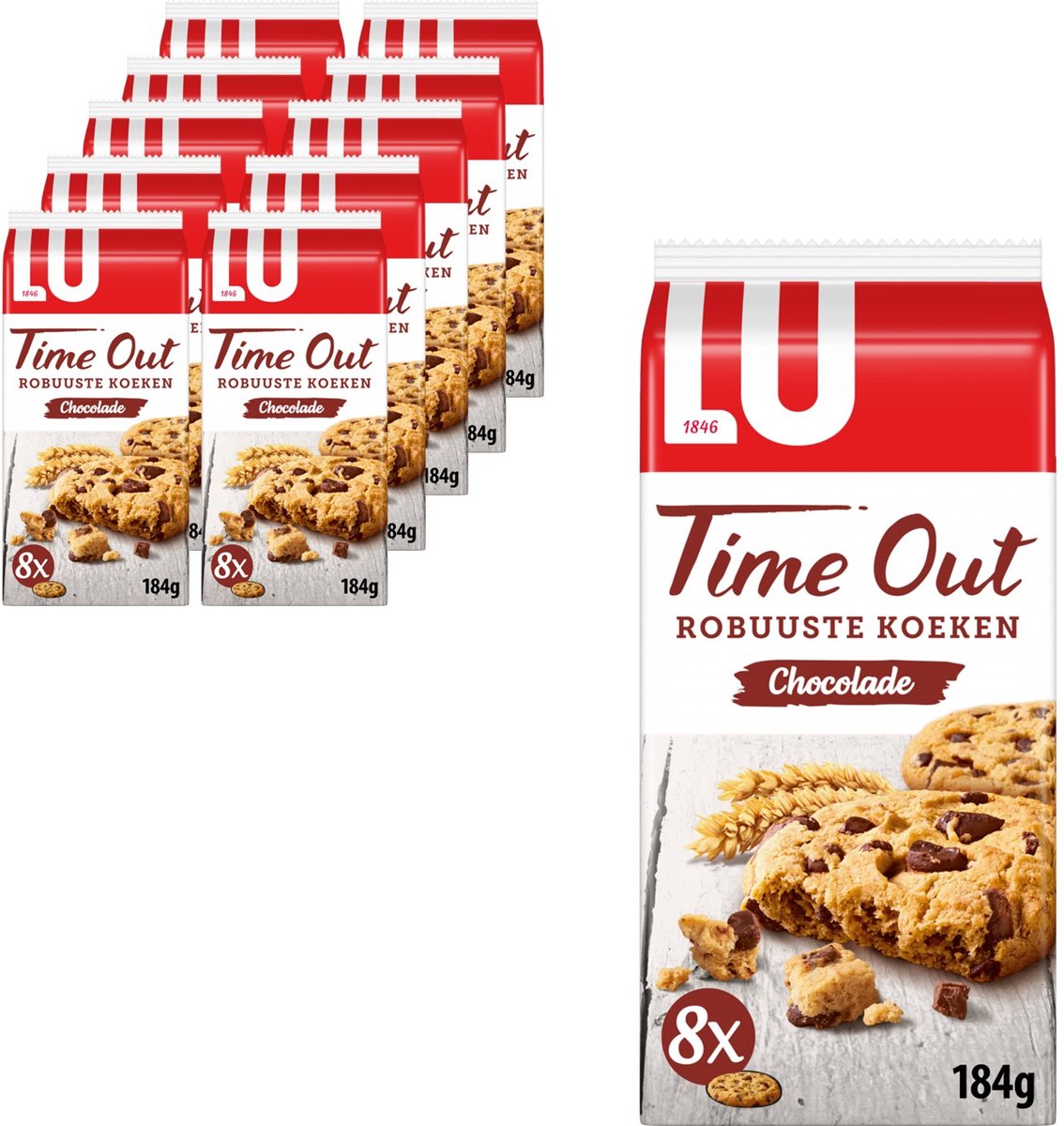 Lu Time Out robuste Schokoladenkekse 10 x 184 g (8 x 23 g) – Kekse – Kekse für unterwegs – Kaffee – Tee – Arbeit – Vorrat