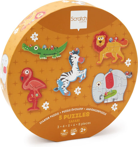 Rubbel-Einsteigerpuzzle - Safari - ca. 10–18 cm – mit 5 Puzzles – 2 Jahre