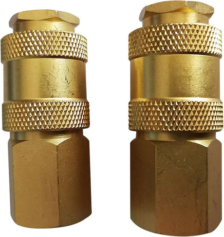 Powerplus powair0255 Kompressorkupplungen – Universal-Innengewinde – Innengewinde 1 4 – 2 Stück – Kupfer – Gummigriff