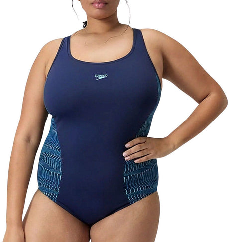 Speedo Plus-Size Placement Medalist Einteiler Damen-Sportanzug - Marineblau