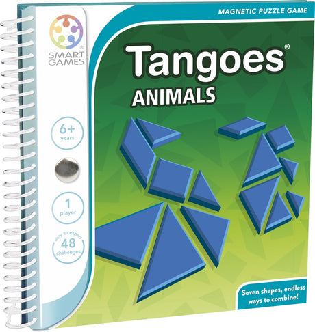 Smartgames Tango-Tiere – Magnetisches Tangram-Puzzlespiel – 48 herausfordernde Aufgaben – kompaktes Reisespiel Solo-Puzzle – ab 6 Jahren bis Erwachsene