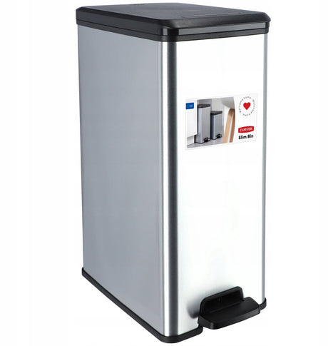 Curver Decobin Slim Abfallbehälter – 40 Liter – Metallisch
