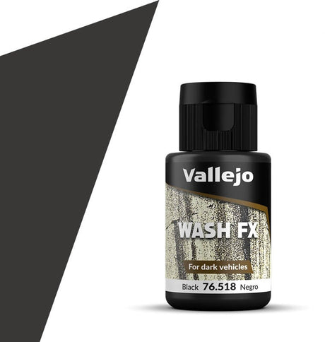 Vallejo Hobbyfarbe – 76518 Modellwäsche – Schwarz – 35 ml Farbflasche – 35 ml