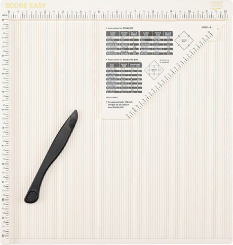 Vaessen creative rilbord - score easy - 30,5 x 30,5 cm - met vouwbeen en liniaal - in inches - offwhite