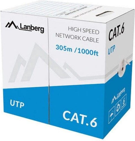 Lanberg lc-6utp-305m-gy – Netzwerkkabel Cat6 UTP 305 m Rolle grau (solides Cu, CPR, Fluke bestanden)