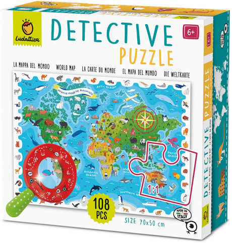 Ludattica Puzzle-Tierkarte – Lernspielzeug aus Pappe.