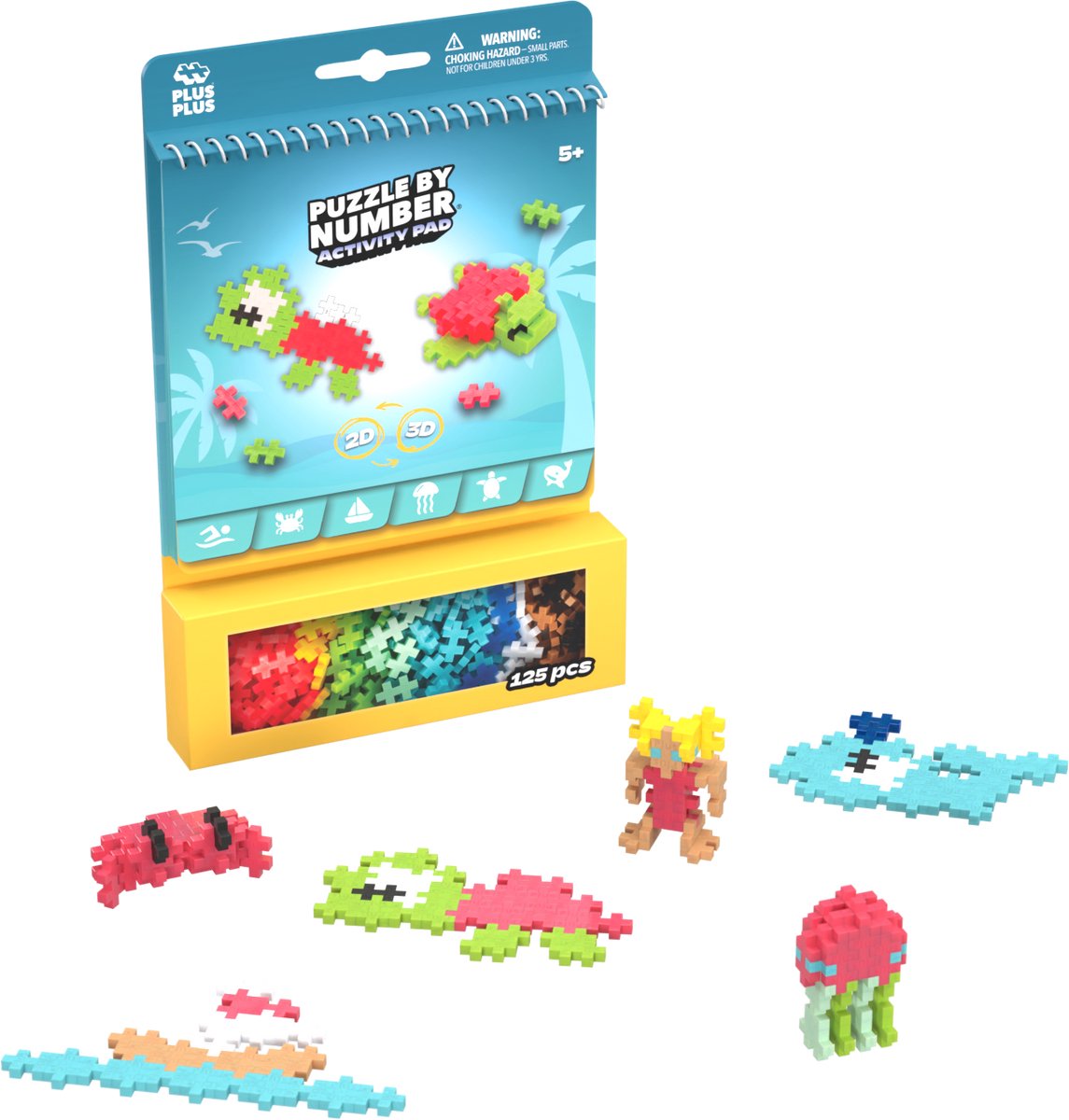 Plus-Plus Aktivitätsblock – Puzzle nach Zahlen – Ozean – 3991 – Bauspielzeug und Puzzle – Konstruktionsspielzeug – Set mit Bausteinen – ab 5 Jahren