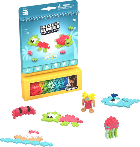 Plus-Plus Aktivitätsblock – Puzzle nach Zahlen – Ozean – 3991 – Bauspielzeug und Puzzle – Konstruktionsspielzeug – Set mit Bausteinen – ab 5 Jahren