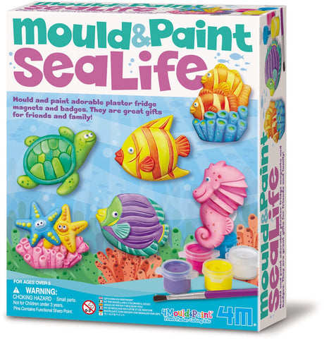 4 m Basteln – Gießen und Malen – Meerestiere – kreatives Spielzeug – Gips-Hobbypaket – 5+