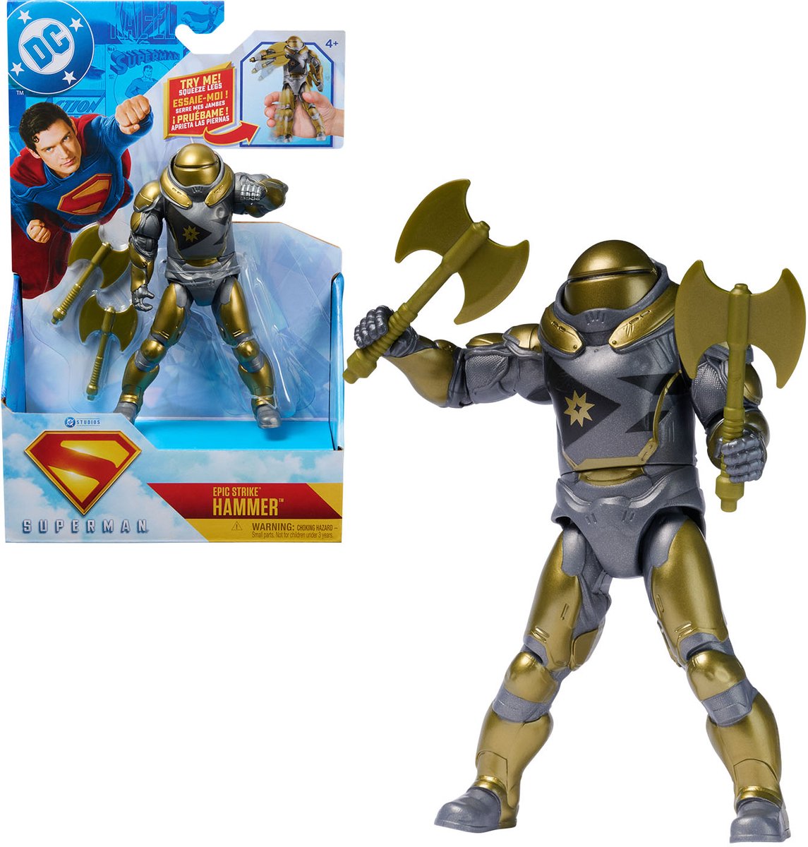 DC Comics, Superman, Green Lantern, Epic Strike Actionfigur, 15 cm hoch, authentischer Filmstil, inklusive 2 Zubehörteilen, Spielzeug