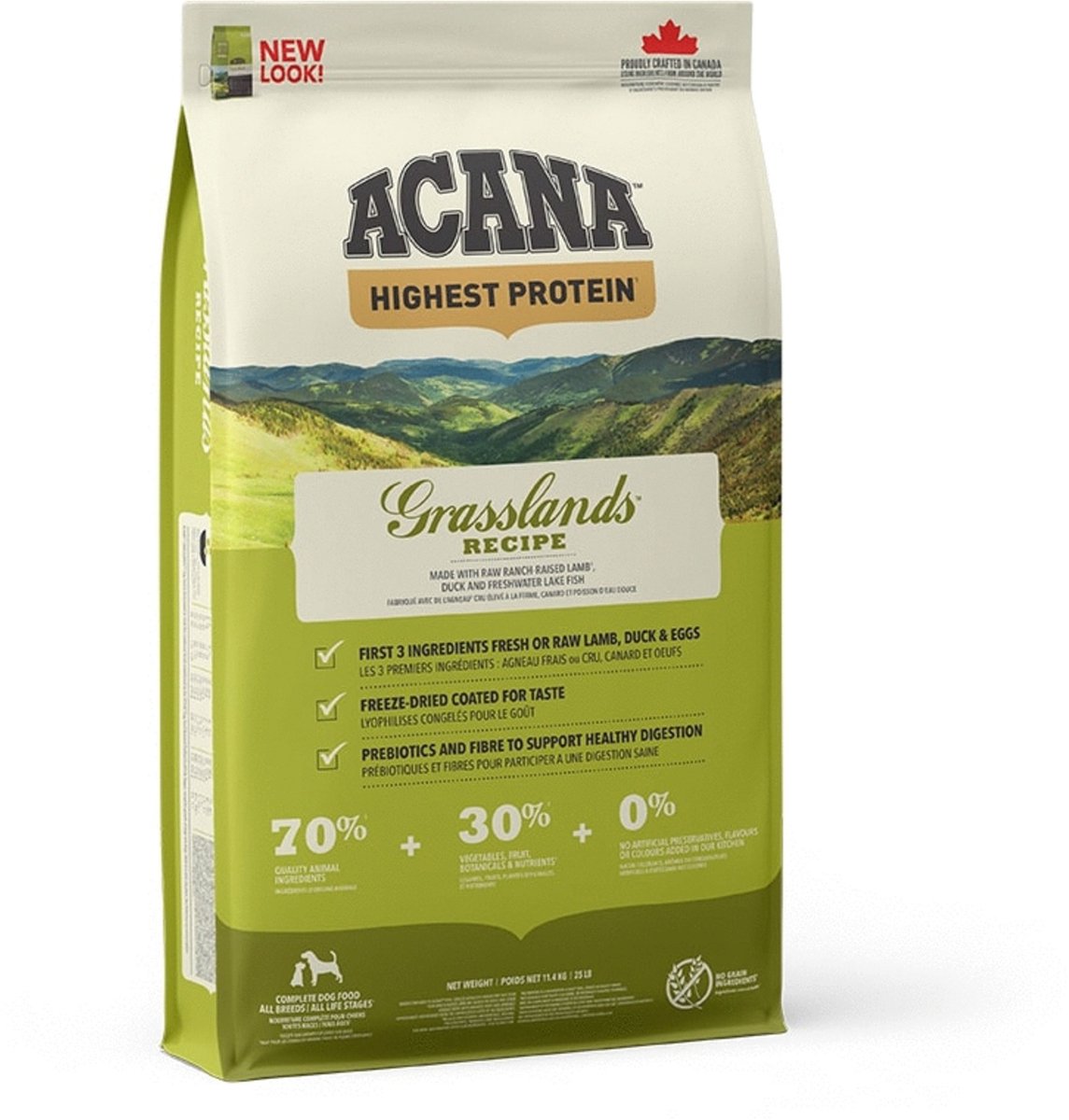 Acana Hundefutter – Grasland mit höchstem Proteingehalt – getreidefrei, proteinreich, 11,4 kg