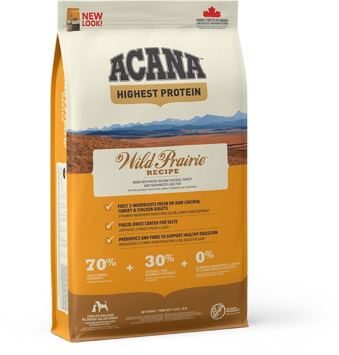 Acana Hundefutter – Wildprärie mit höchstem Proteingehalt – Huhn und Truthahn, 11,4 kg, getreidefrei
