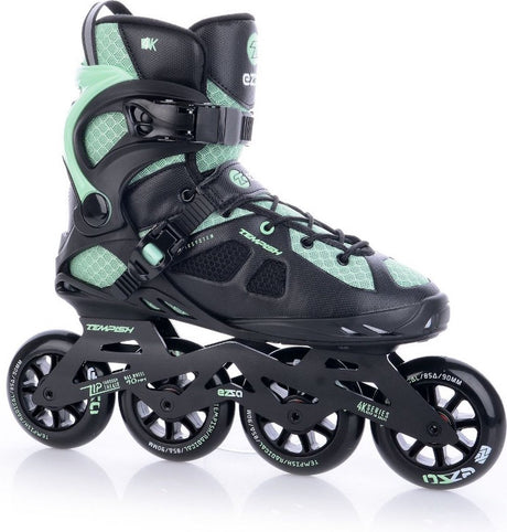 Tempish Ezza 90 Damen-Inline-Skates – 4 x 90 mm Rollen – Fitness-Inline-Skates – Schwarz Grün – Größe 42