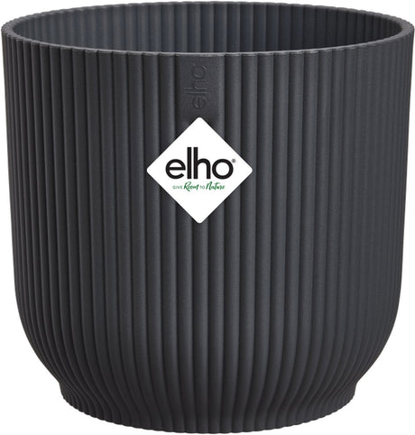 Elho vibes fold rond 18 - bloempot voor binnen - 100% gerecycled plastic - ø 18.4 x h 16.8 cm - antraciet