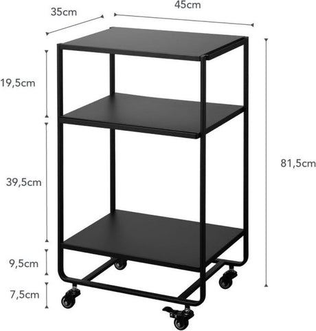 Yamazaki Küchenwagen – 3 Ebenen – Turm – Schwarz