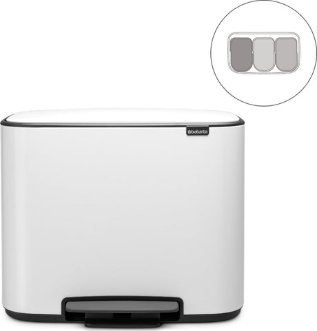 Brabantia Bo Abfallbehälter – 3 x 11 Liter – Mülltrennung – Weiß