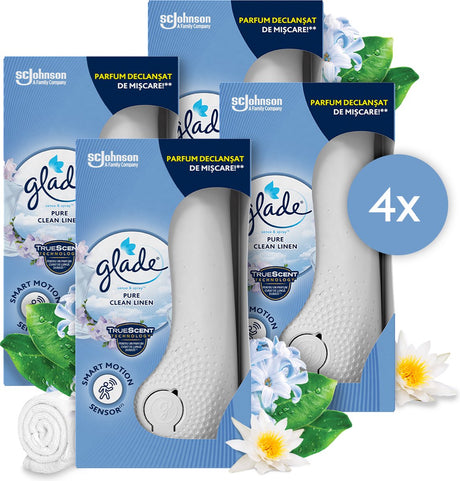 Glade sense spray holder pure clean linen 4 x