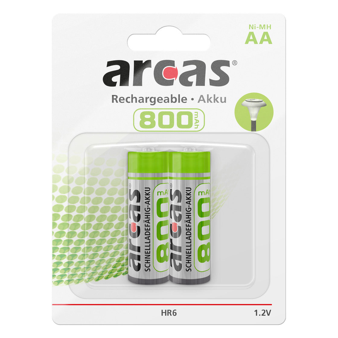 Batteria Vendite in Europa batterie ricaricabili arcAs ricaricabili NIMH AA HR6 800MAH, 2 °.