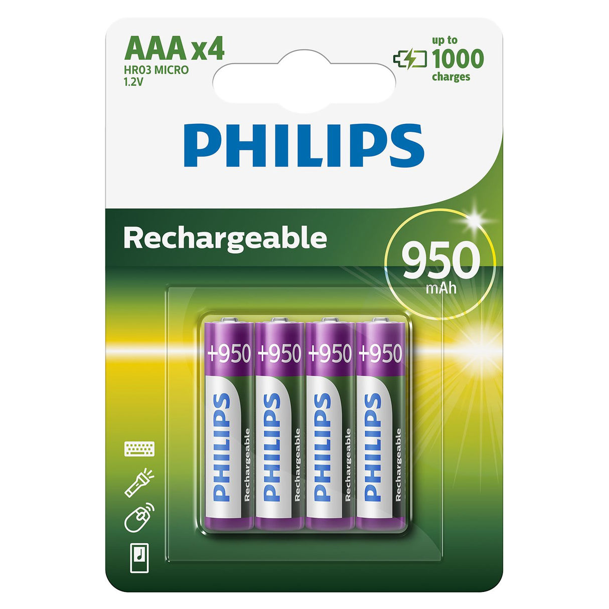 Batteria Vendite in Europa batterie ricaricabili ricaricabili NIMH AAA HR03 950MAH, 4st.