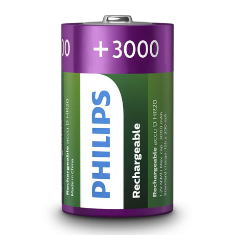Batterieverkauf Europa wiederaufladbare Batterien Philips wiederaufladbar NiMH D HR20 3000 mAh, 2 Stk.