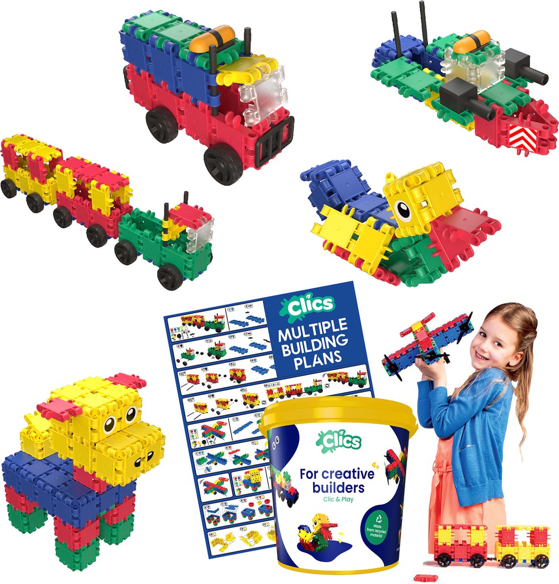 Clics bauen Spiel Emmer, 8in1