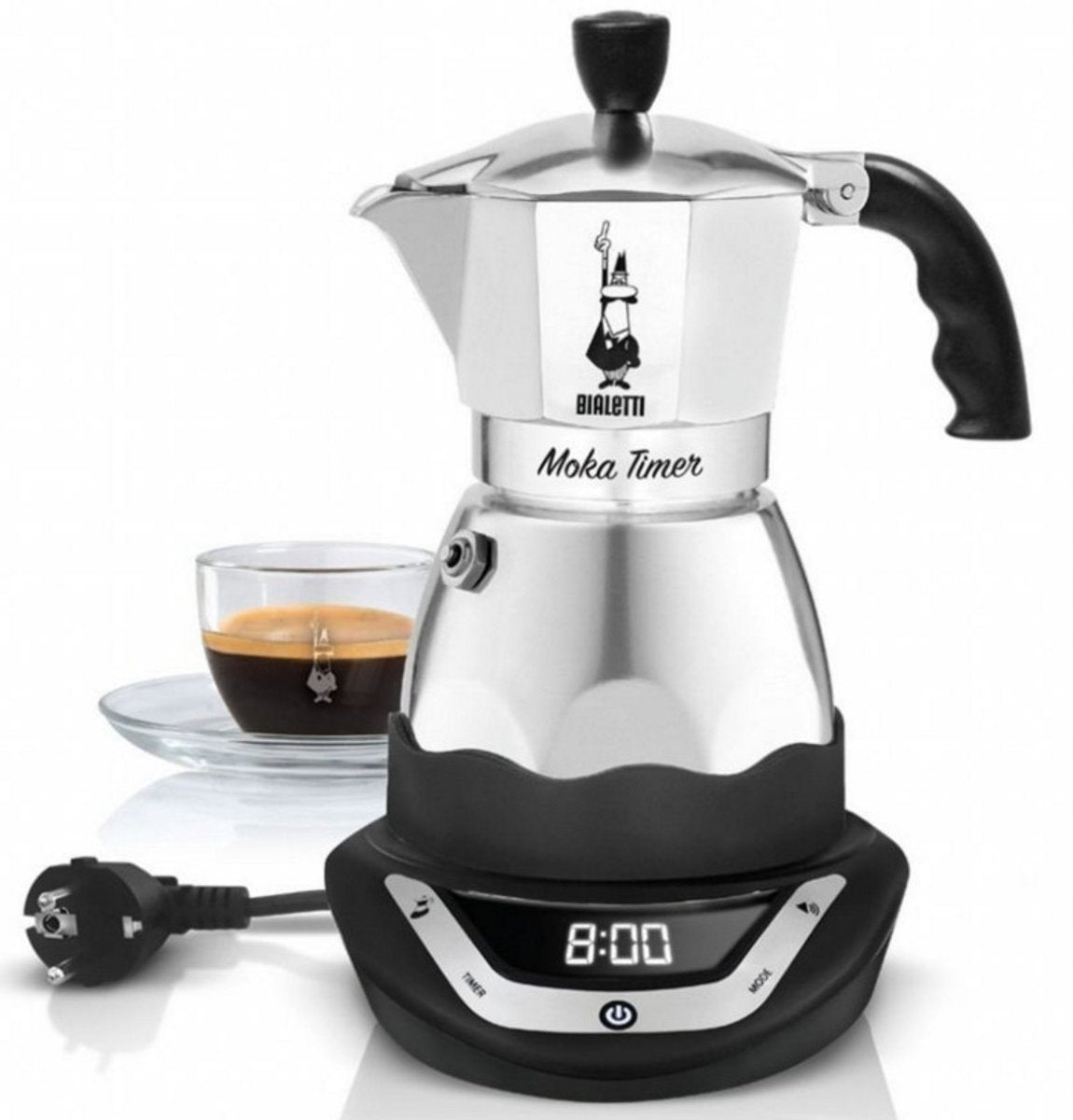 Bialetti Easy Timer Moka-Espressomaschine – Perkolator – 3 Tassen – elektrisch – Aluminium