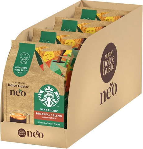 Starbucks by Nescafe Dolce Gusto Neo Kaffeepads Frühstücksmischung – 4x12 Pads für 12 Tassen Kaffee