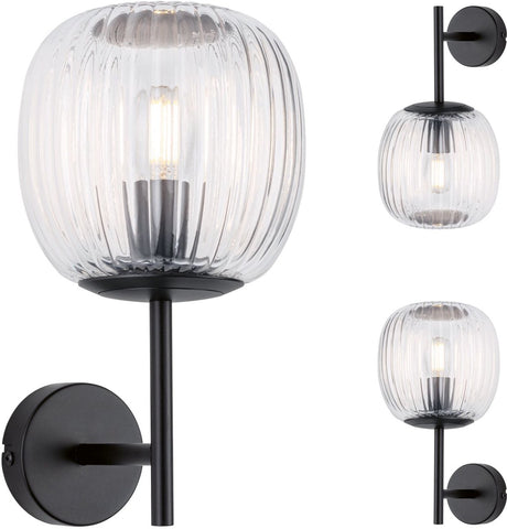 Paulmann Selection Badezimmer Wandleuchte Ruya IP44 E14 230V max. 20W dimmbares Glas, schwarz matt
