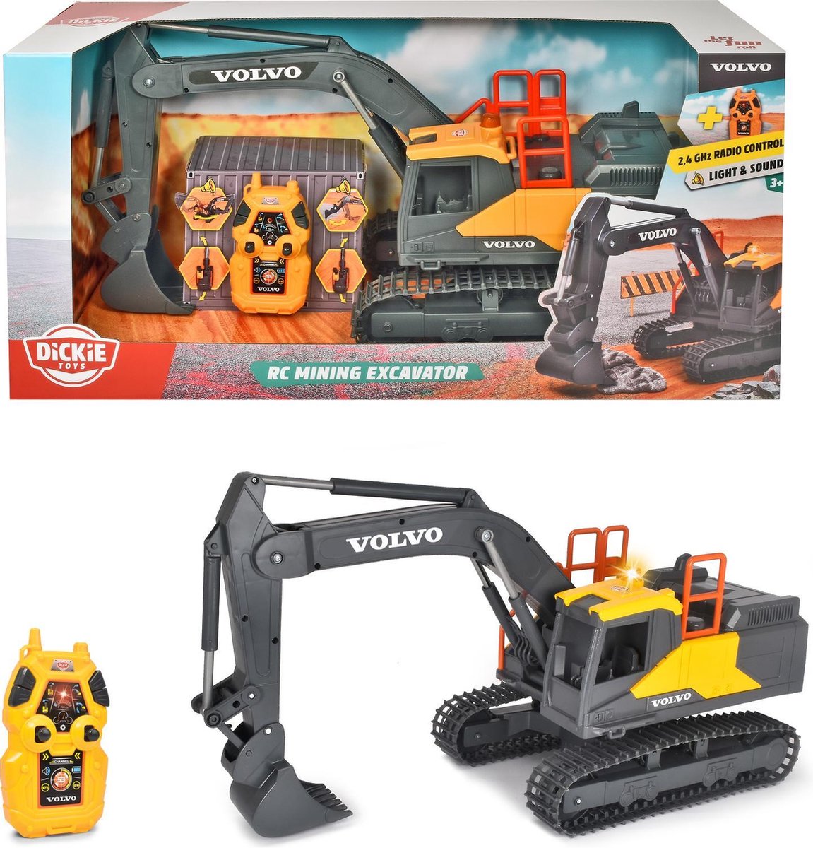 Dickie Toys RC Volvo Bagger – ab 3 Jahren – Licht und Sound – lenkbar