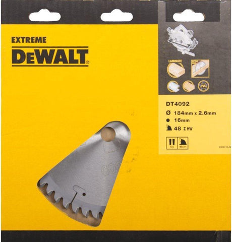 Dewalt Kreissägeblatt für Laminat | extrem | ø 184mm Achsloch 16mm 48t - dt4092-qz