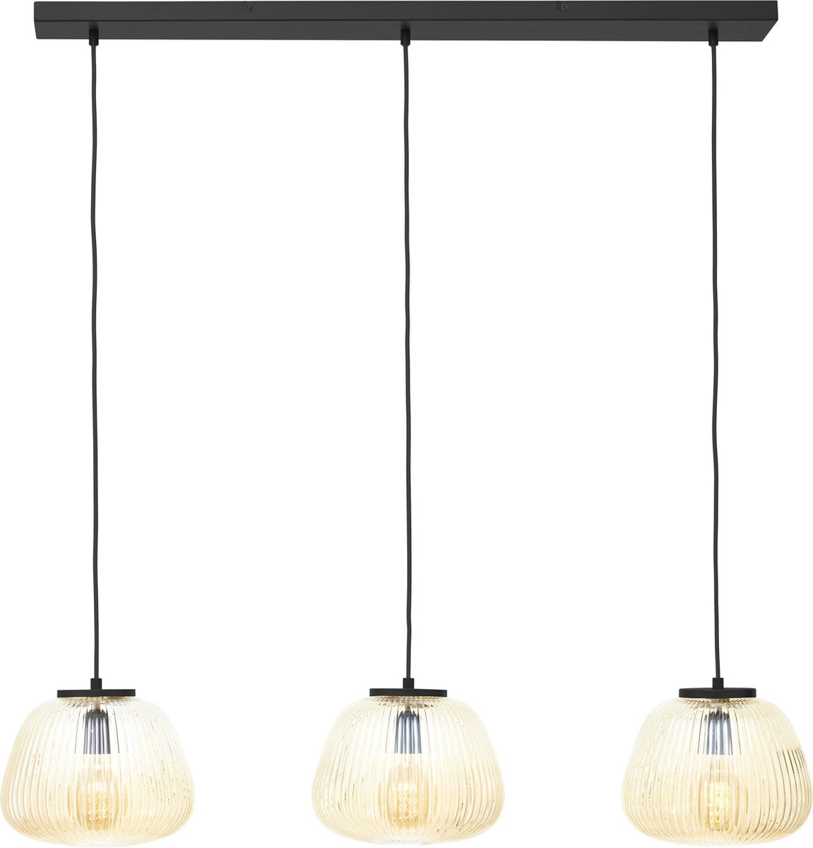Brilliant Kaizen – Hängelampe – 3-Lichtstrahl – Glas – 3xE27 max. 40 W – Bernsteinschwarz
