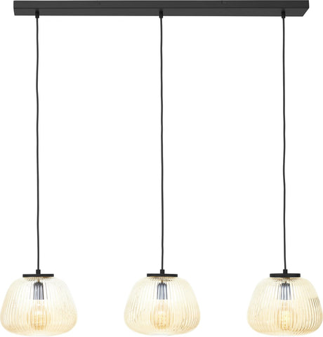 Brilliant Kaizen – Hängelampe – 3-Lichtstrahl – Glas – 3xE27 max. 40 W – Bernsteinschwarz