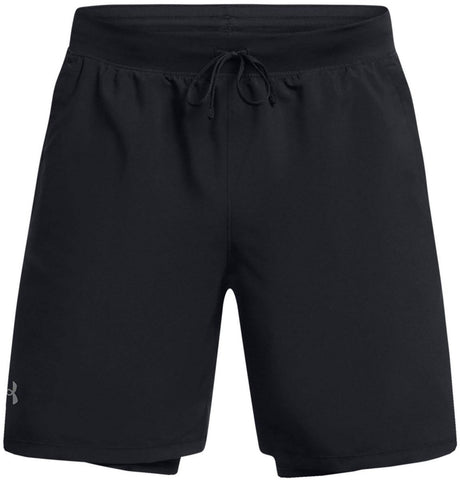 Under Armour UA Launch 7'' 2-in-1 Shorts-BLK Herren-Sporthose – Schwarz – Reflektierend