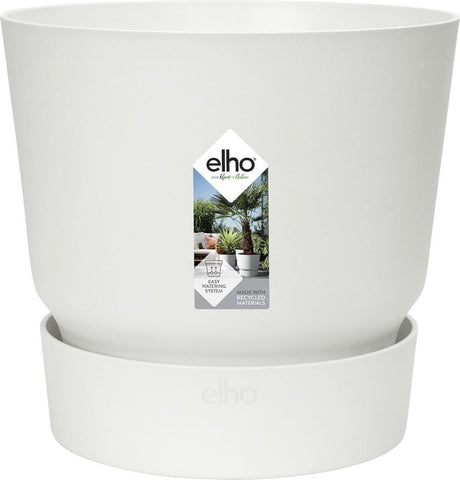Elho greenville rond 14 - bloempot voor buiten met waterreservoir - 100% gerecycled plastic - ø 14.0 x h 13.4 cm - wit